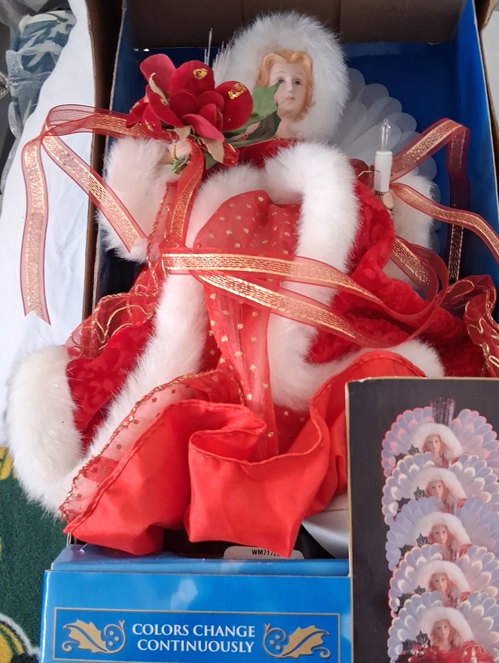 BNIB VINTAGE ANGEL TREE TOP OR TABLE TOP- 14"- RED